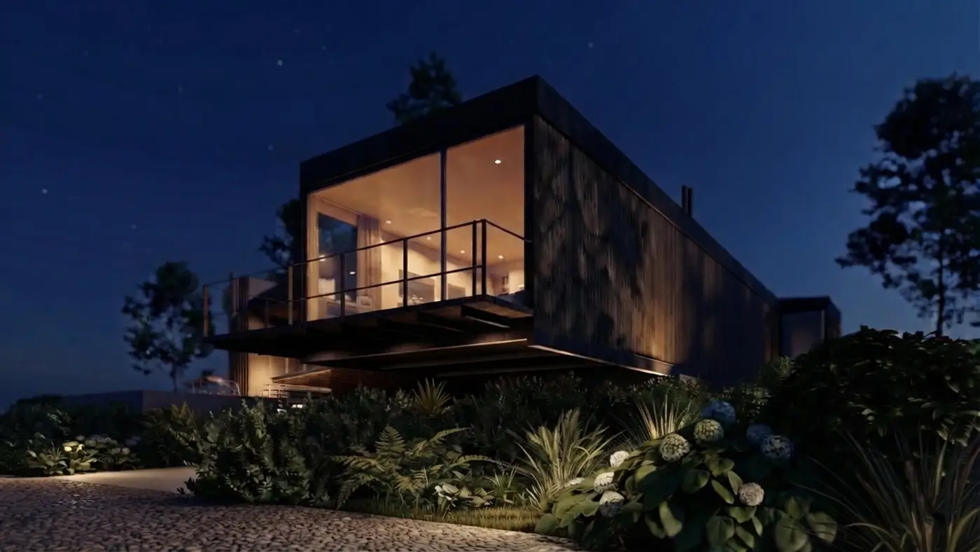 Casa de descanso en Cahuil — vista nocturna